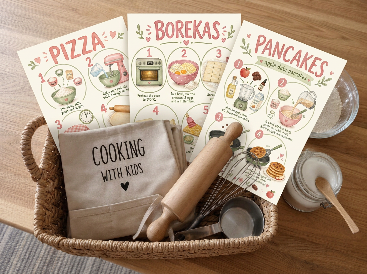 Cooking With Kids Basket: Pizza, Borekas & Pancakes
