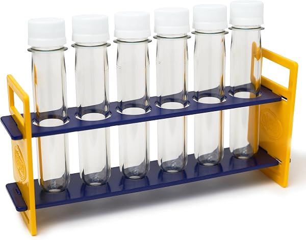 Plastic test tubes with rack