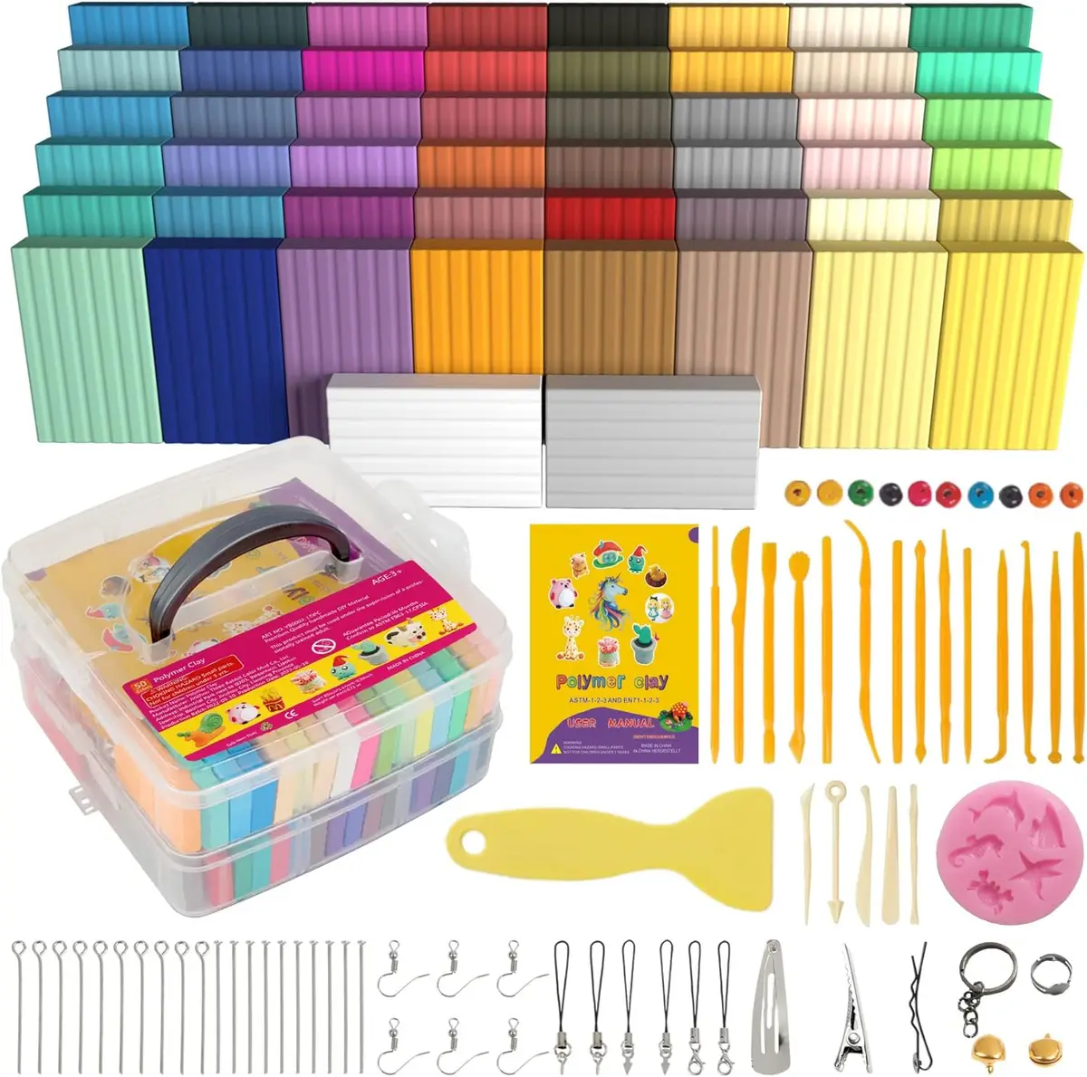 Polymer clay oven-bake kit (50 colors)