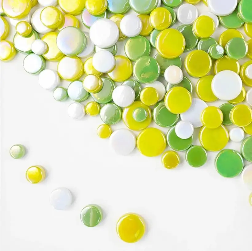 Yellow and green mosaic tiles