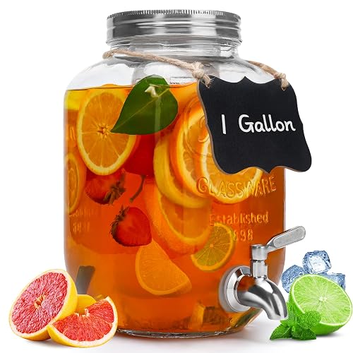 Glass drink dispenser with spigot