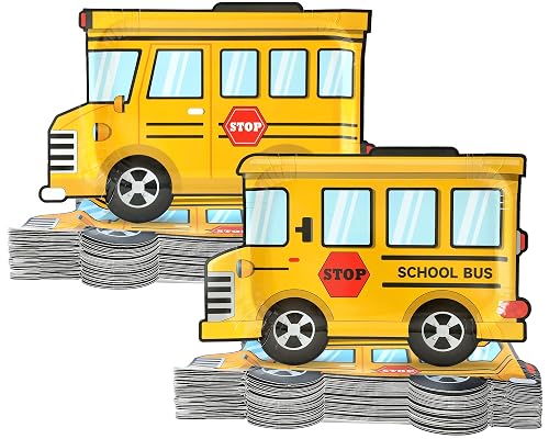 School bus shaped paper platters