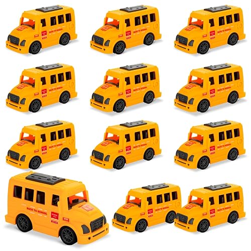Small plastic toy school buses