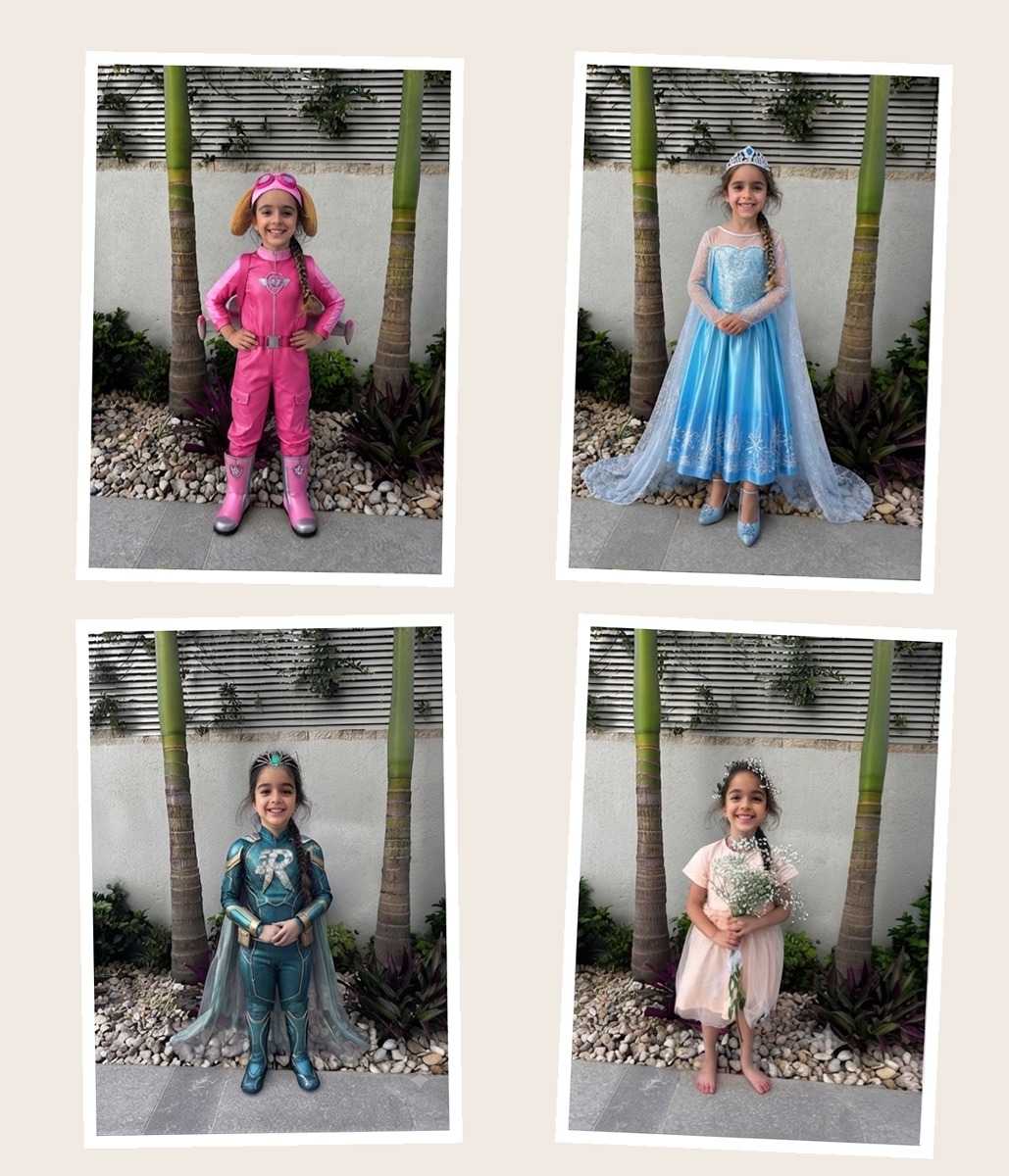 One image split into 4 cards, printed and cut. Characters made with Gemini.