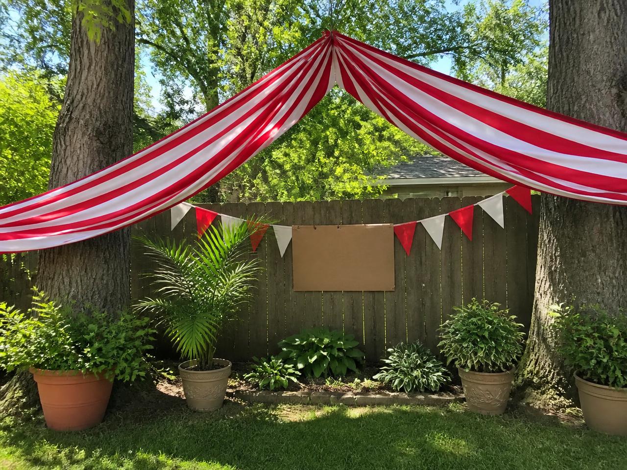 Striped fabric does ninety percent of the work.