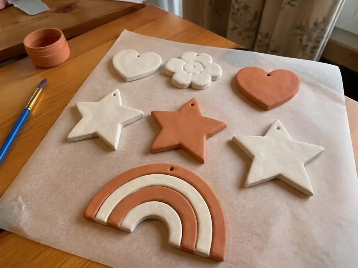 Shaping small clay pieces at the table with the magnets waiting