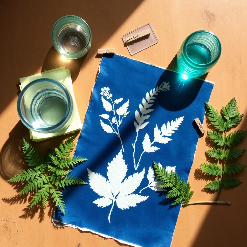 Cyanotype Sun Print Basket