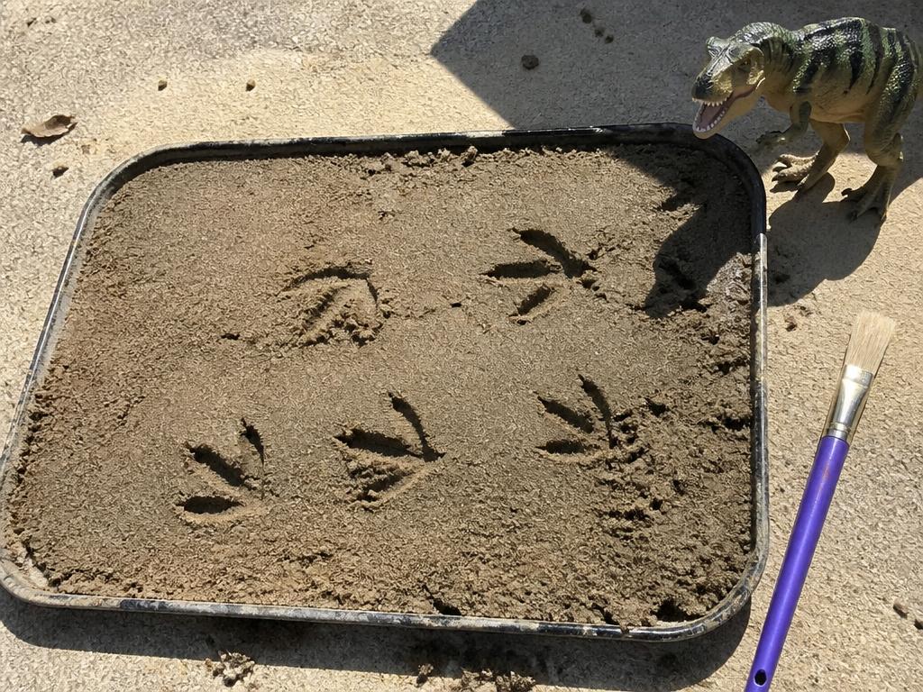Real tracks pressed into damp sand — the part they repeat for days.