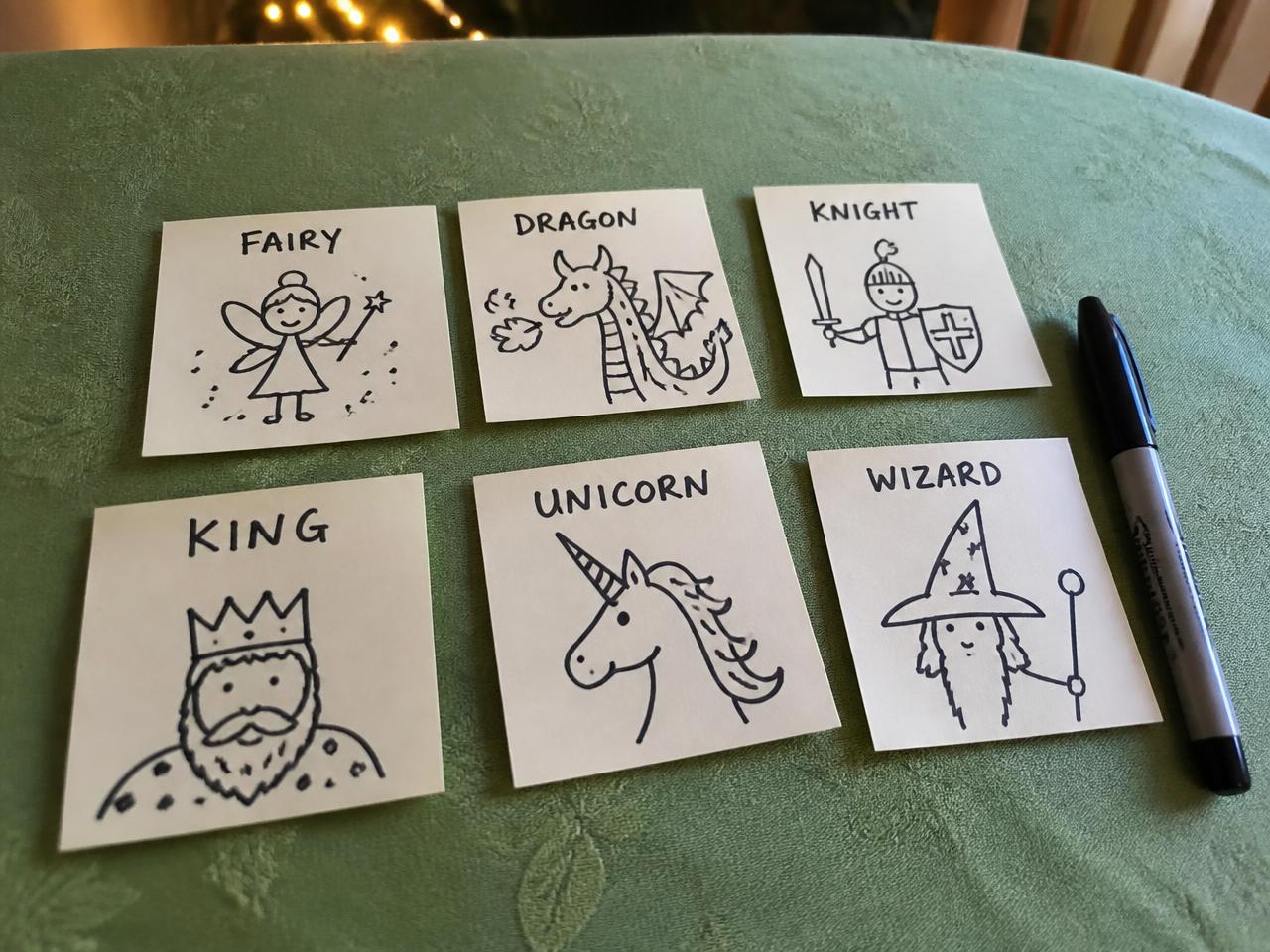 Draw the pictures so the little ones can play too.
