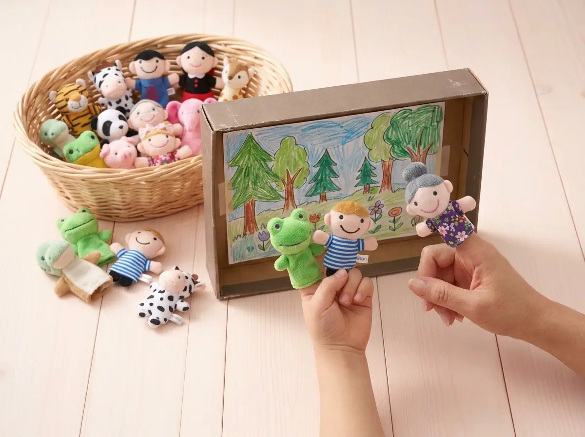 A shoebox lid becomes the stage, and the show begins on little fingers.