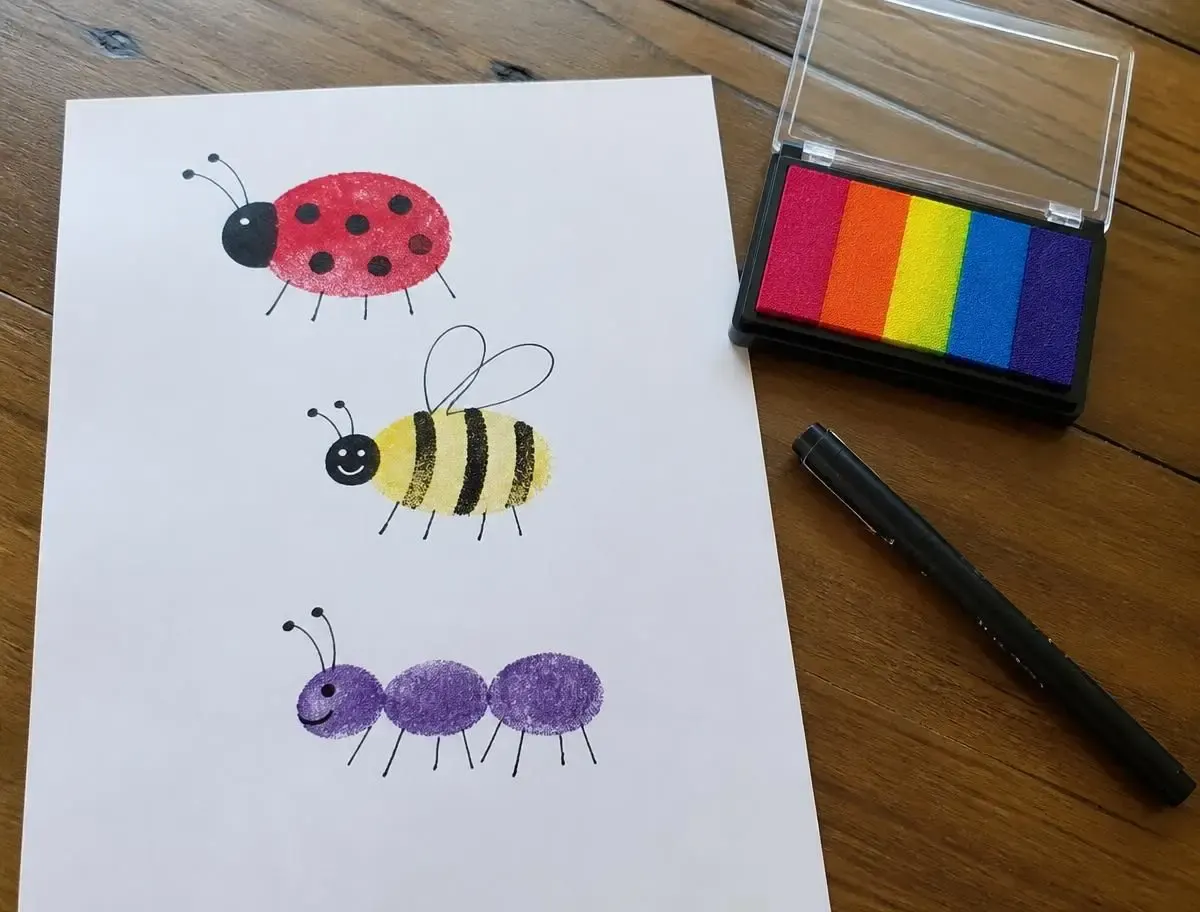 Fingerprint bug cards (A4 PDF) printable for kids