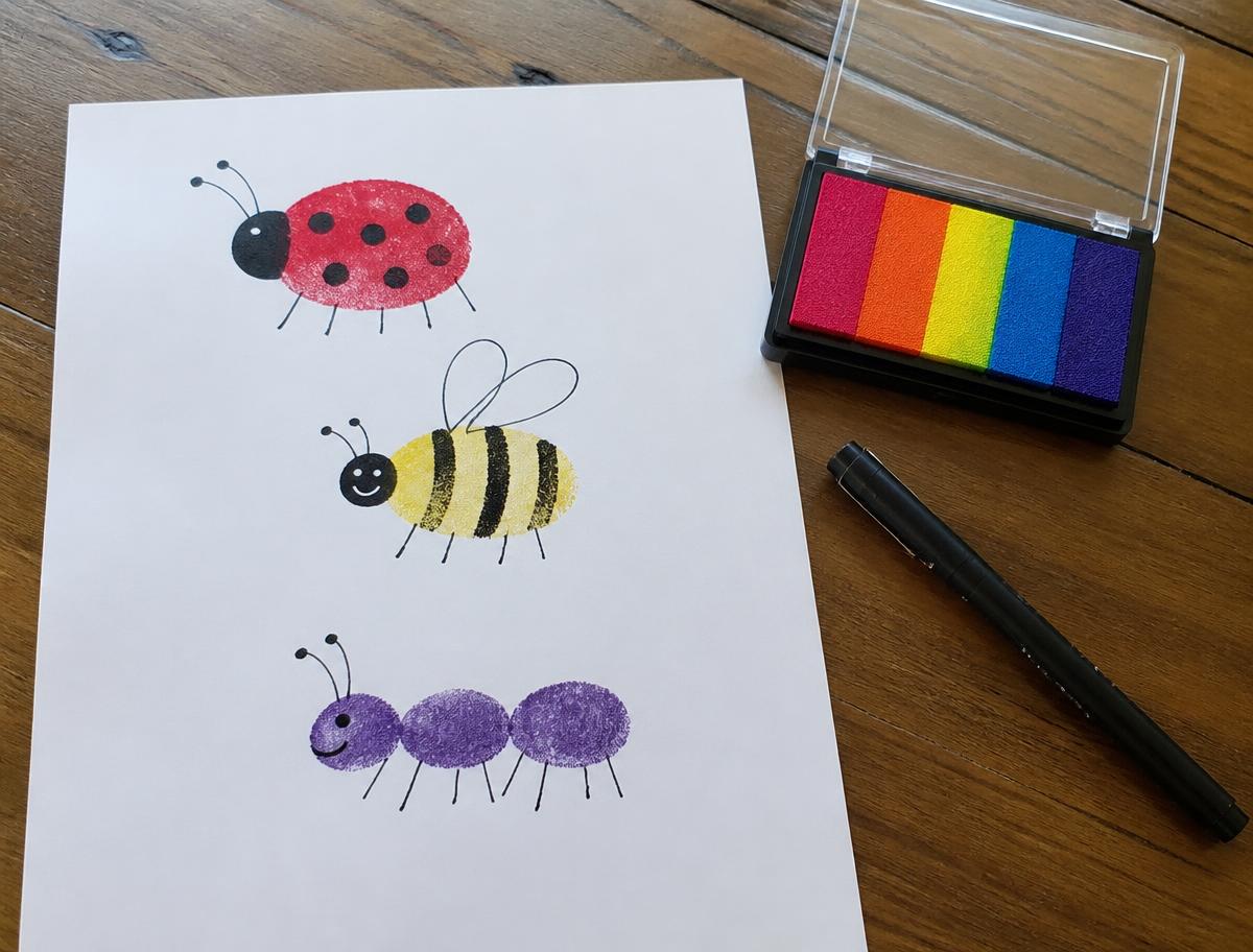 Fingerprint bug cards (A4 PDF) printable for kids