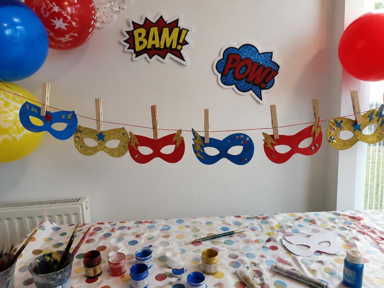 Masks drying on a peg line during the games.
