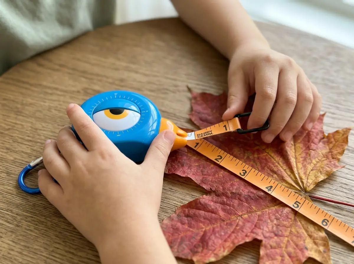 Measuring a leaf end to end, then writing it down before it curls up.