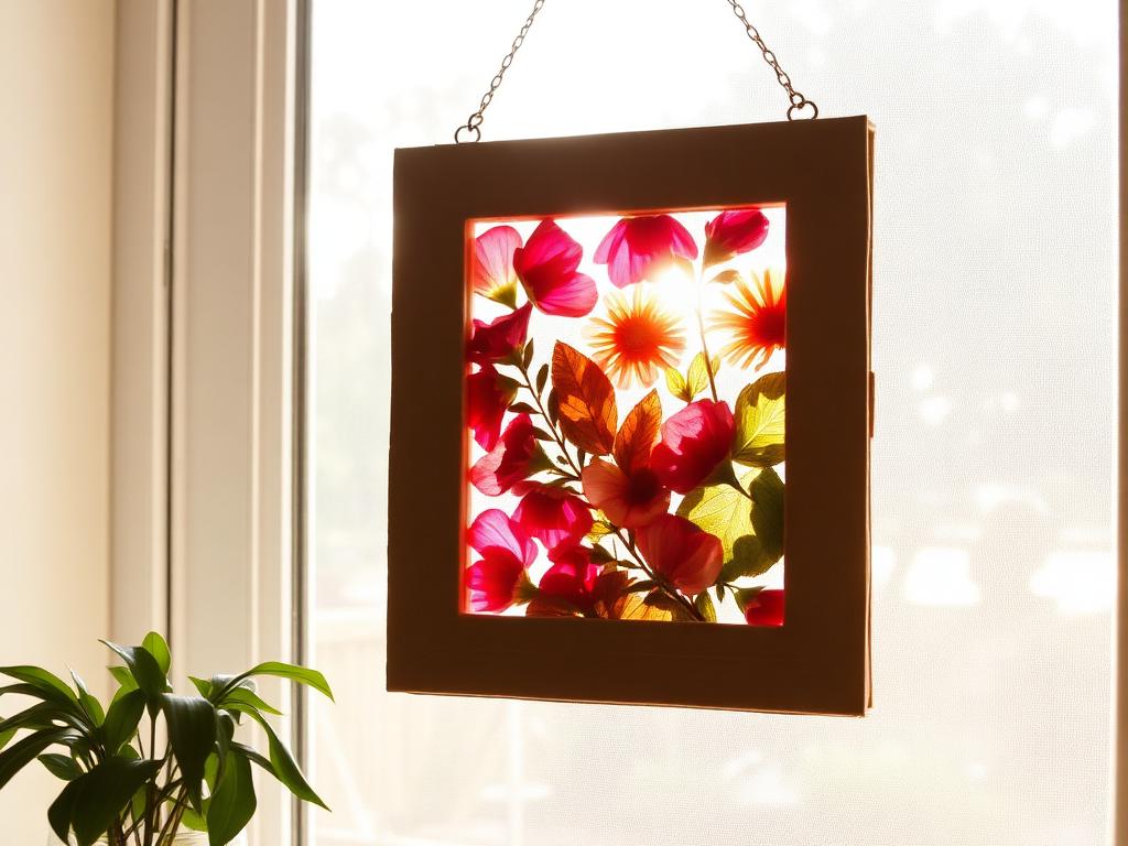 Hanging in the window with the light coming through.