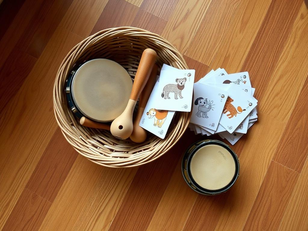 Instruments and animal cards, ready for the parade.