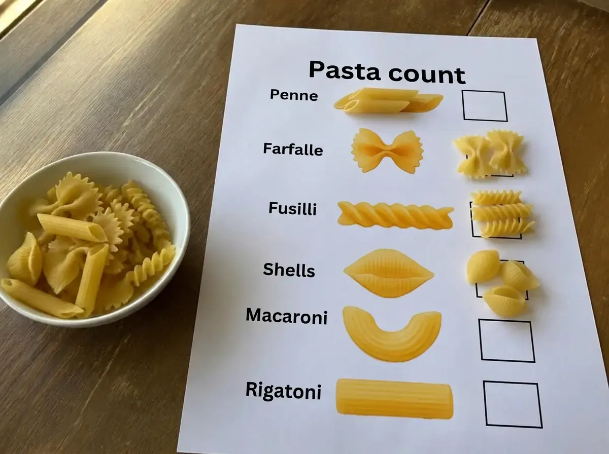 Pasta Shape Match & Count Basket