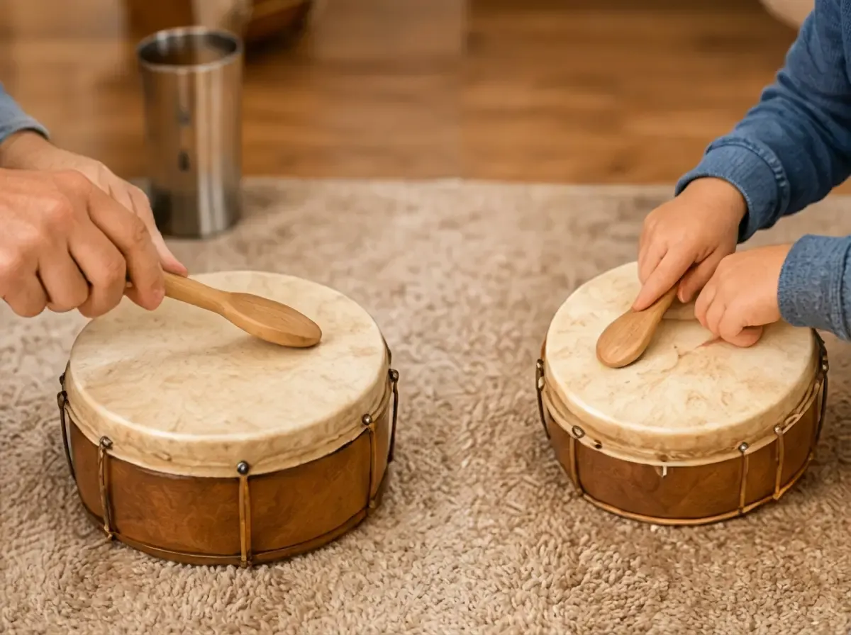 Tap, tap, pause, tap. Listening closely and echoing each other's rhythm.
