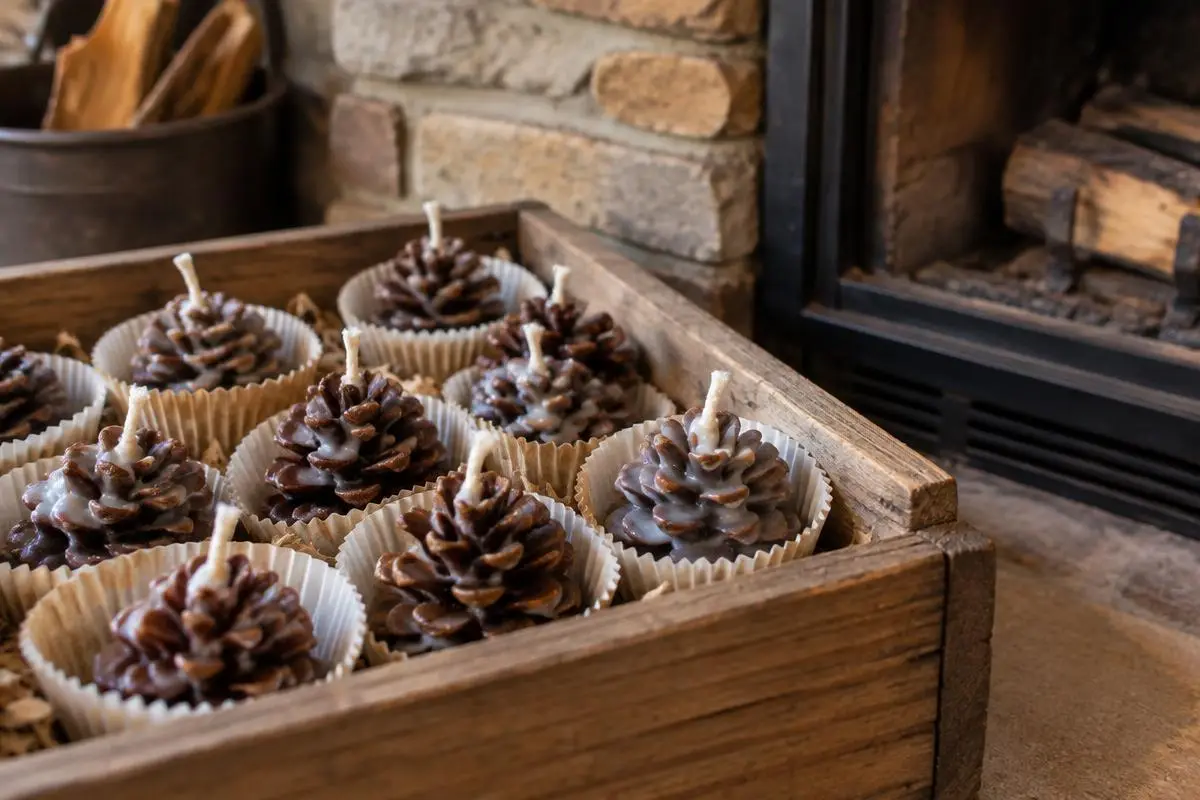 Wax poured over cones in cupcake liners — one lights a fire on the first match.