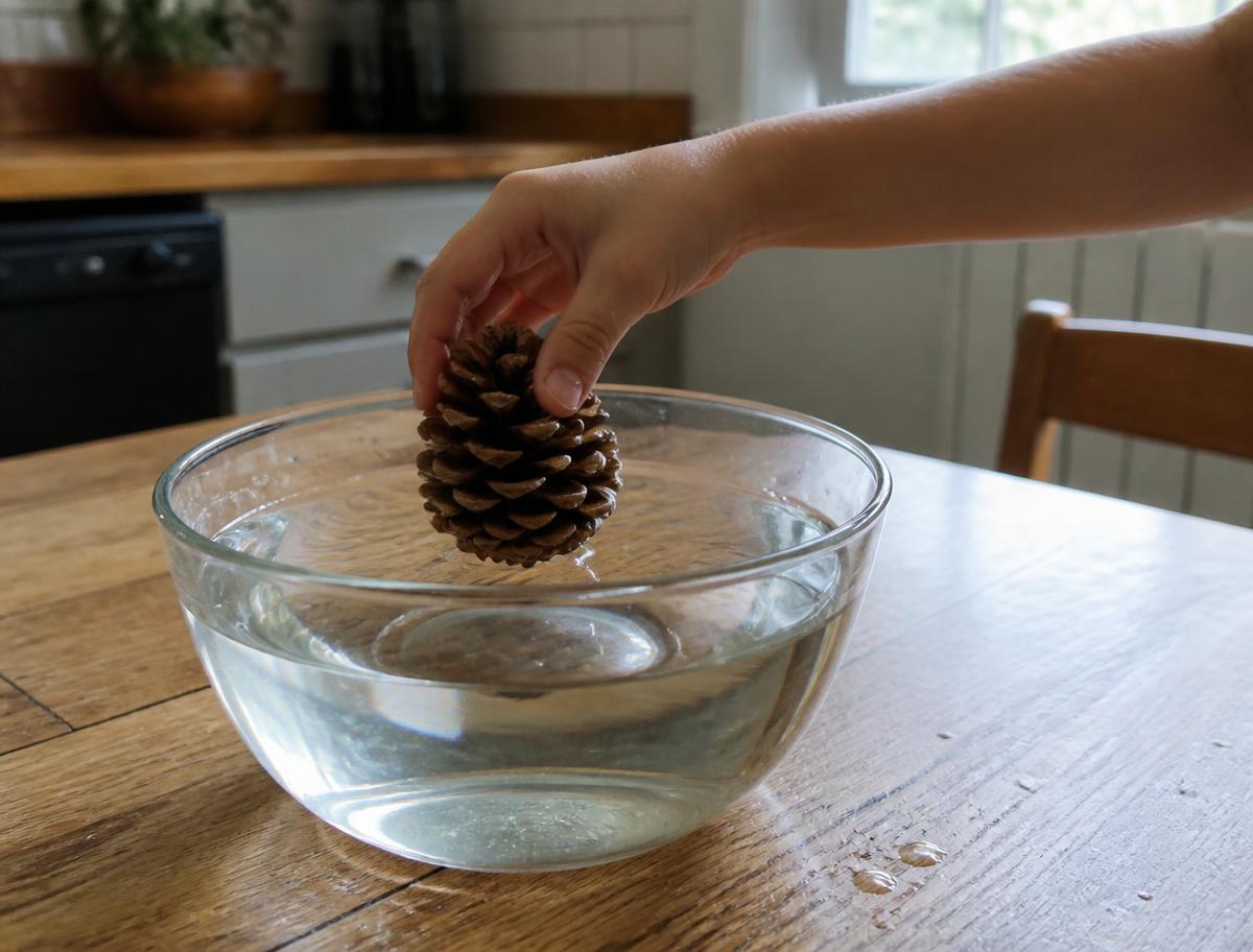 The scales closing in a bowl of water — it happens fast enough to watch.