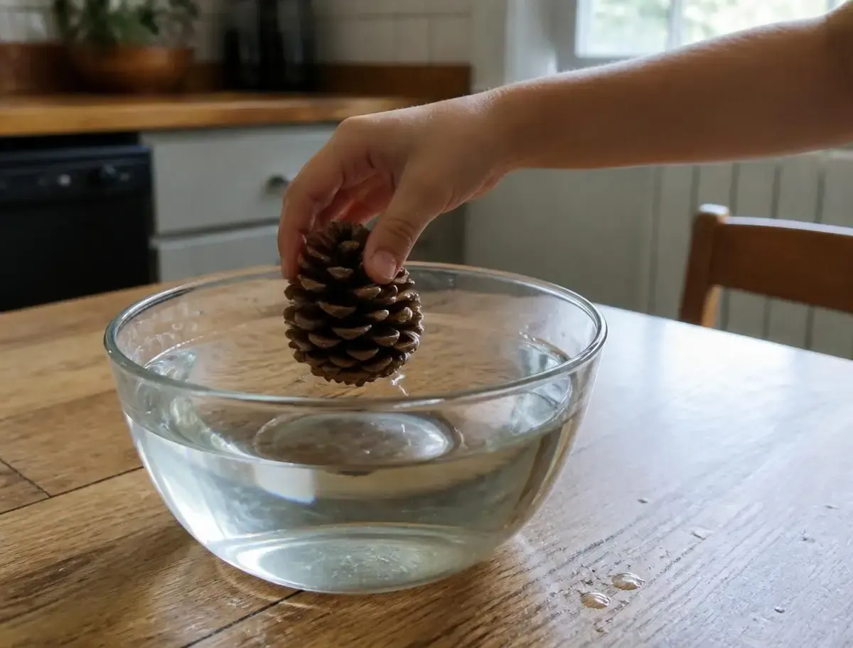 The scales closing in a bowl of water — it happens fast enough to watch.