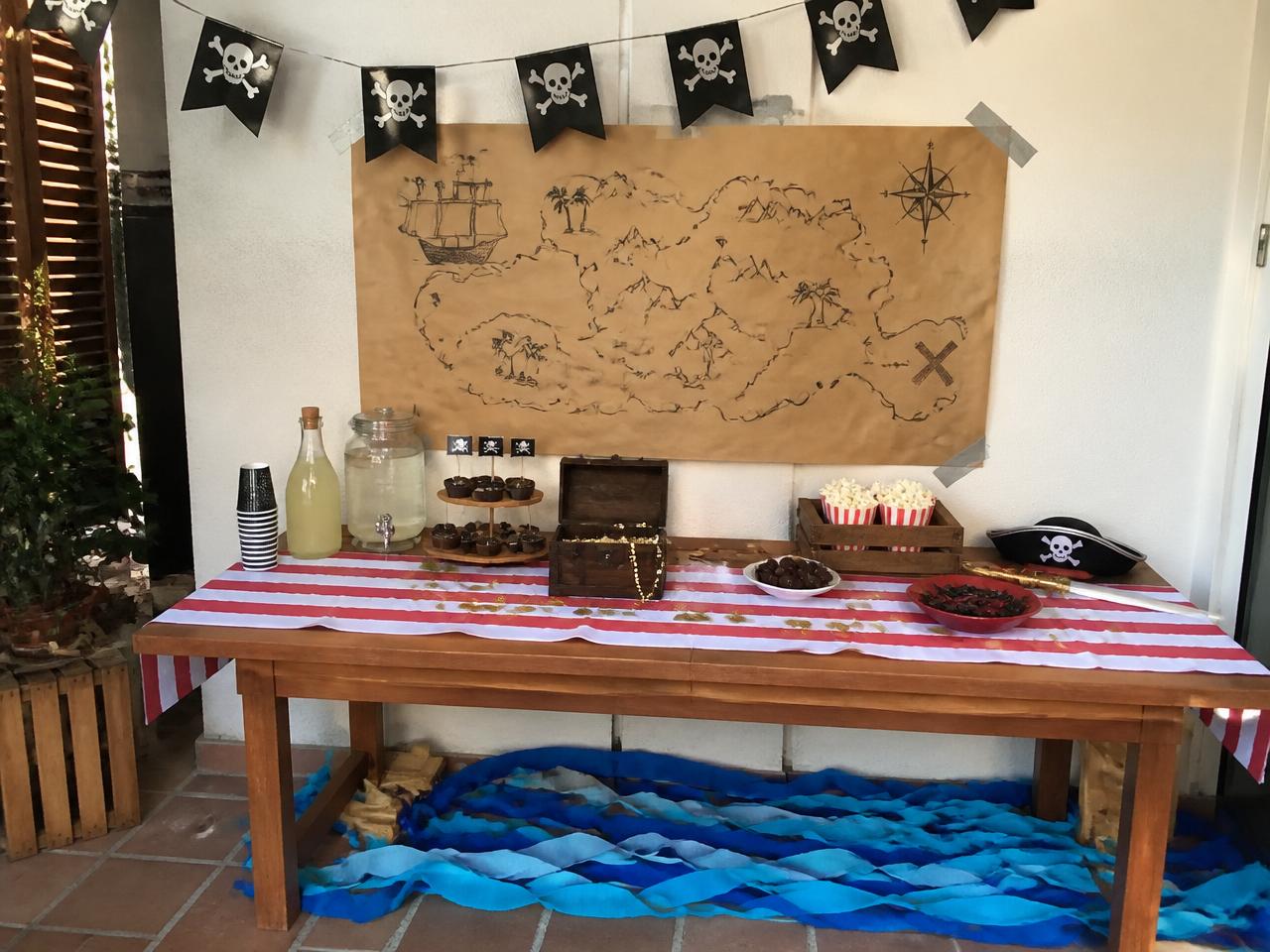 The map, the flags and the striped runner do most of the work.
