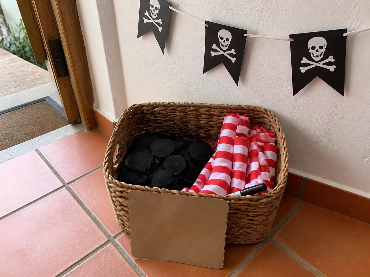 The costume basket by the door.