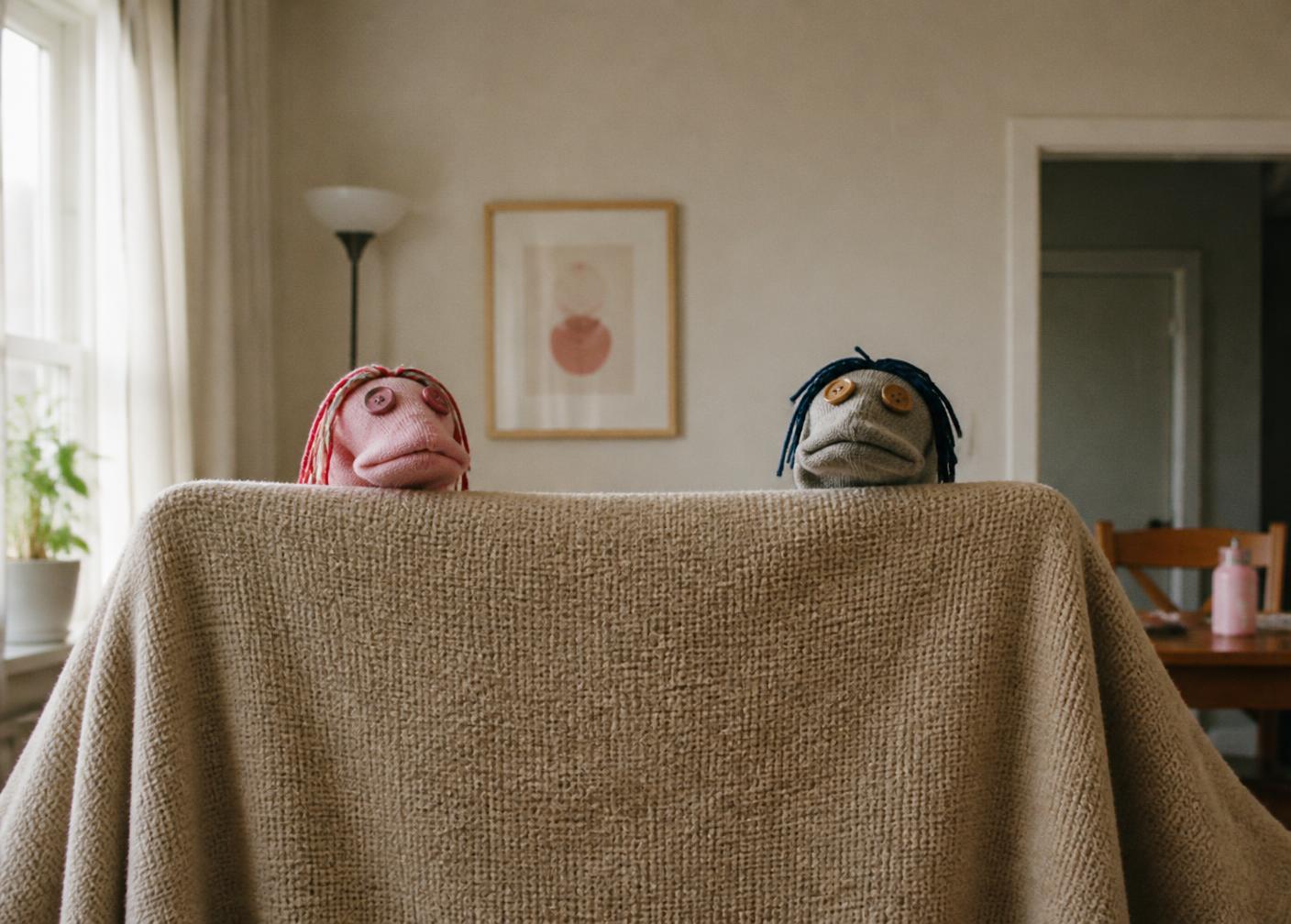 A blanket over two dining chairs makes an instant stage