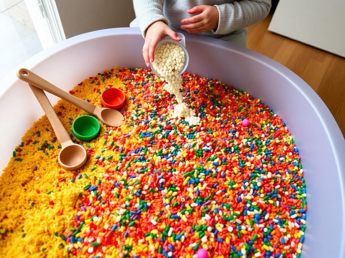 Scooping, pouring and hunting for hidden treasures