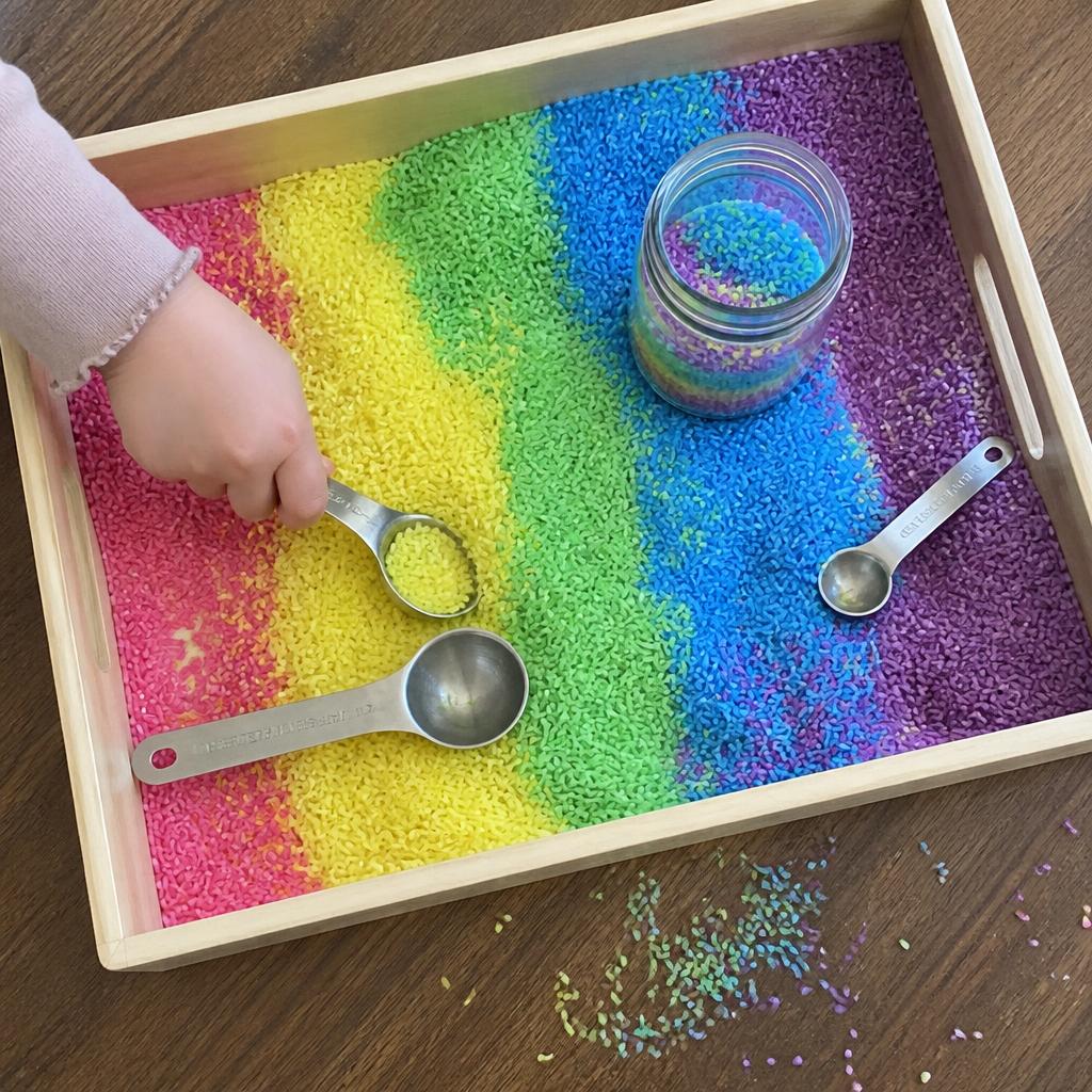 Rainbow Rice Sensory Bin