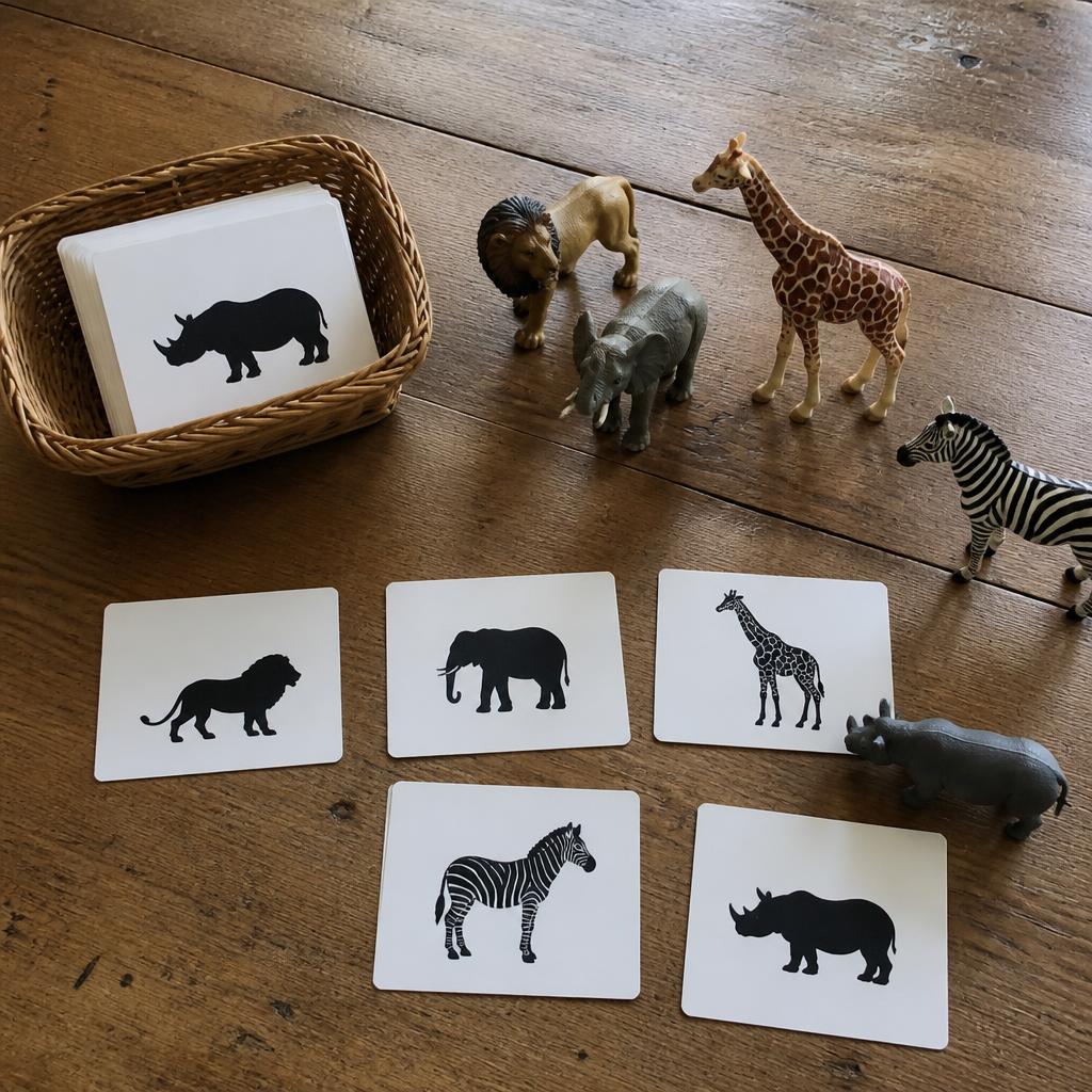 Safari Animal Silhouette Matching Basket