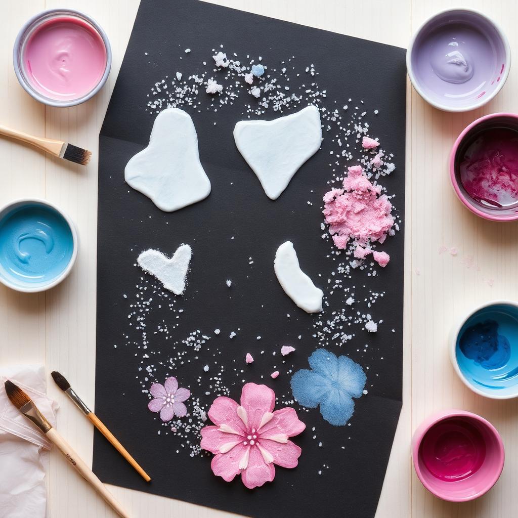Salt, Glue & Watercolor Art