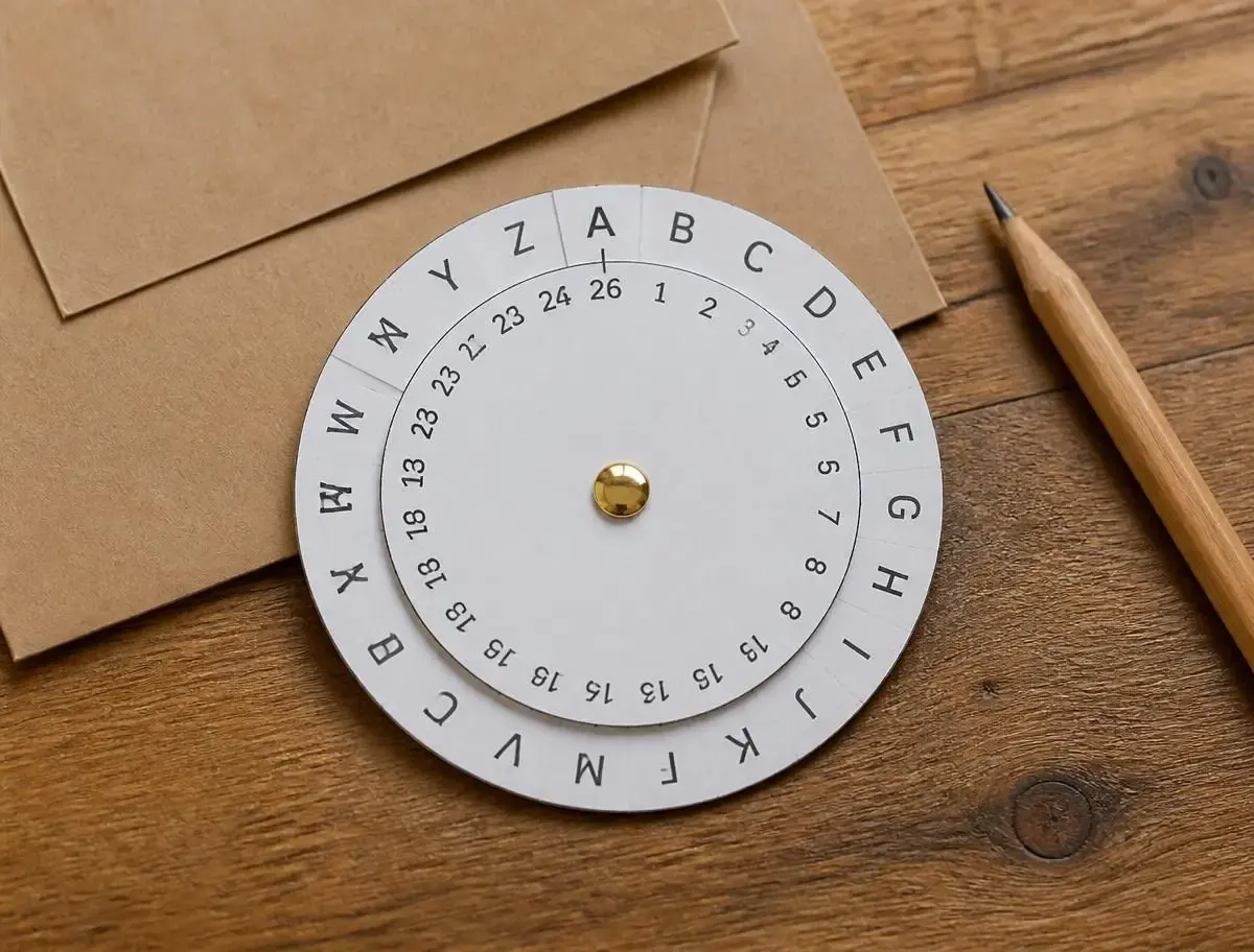 The decoder wheel, assembled with a split pin so it actually spins.