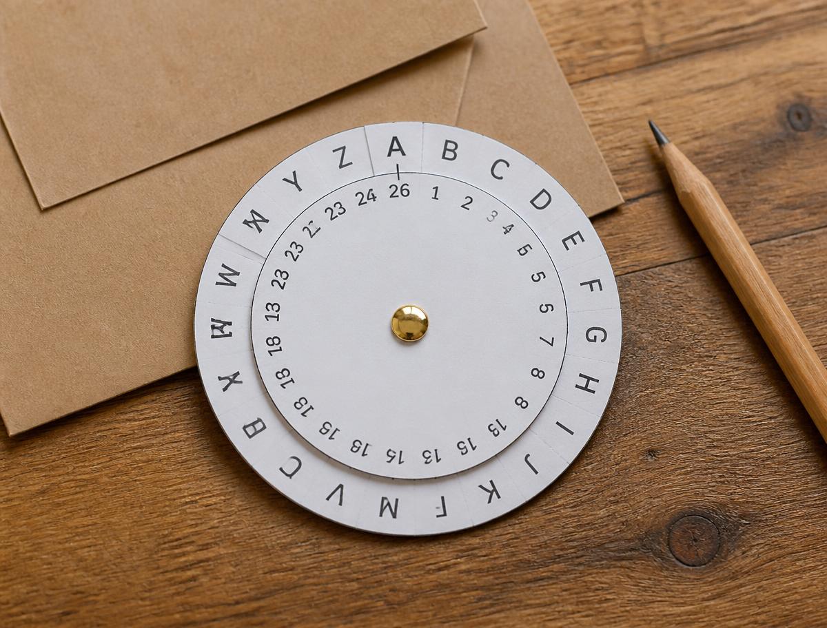 The decoder wheel, assembled with a split pin so it actually spins.