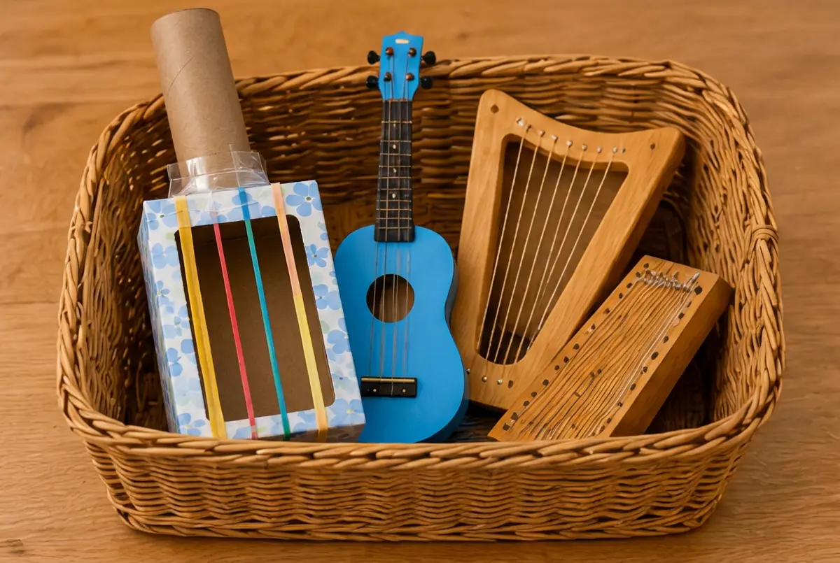 The whole string section, ready in the basket.