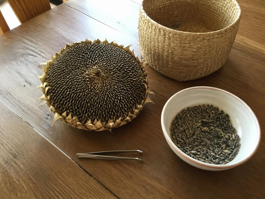 Dried Sunflower Head Basket