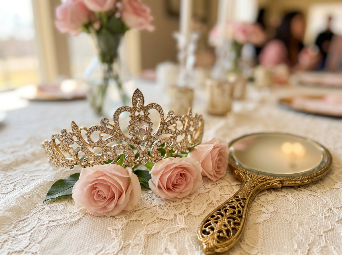 The tiara waiting on its cushion before the crowning.