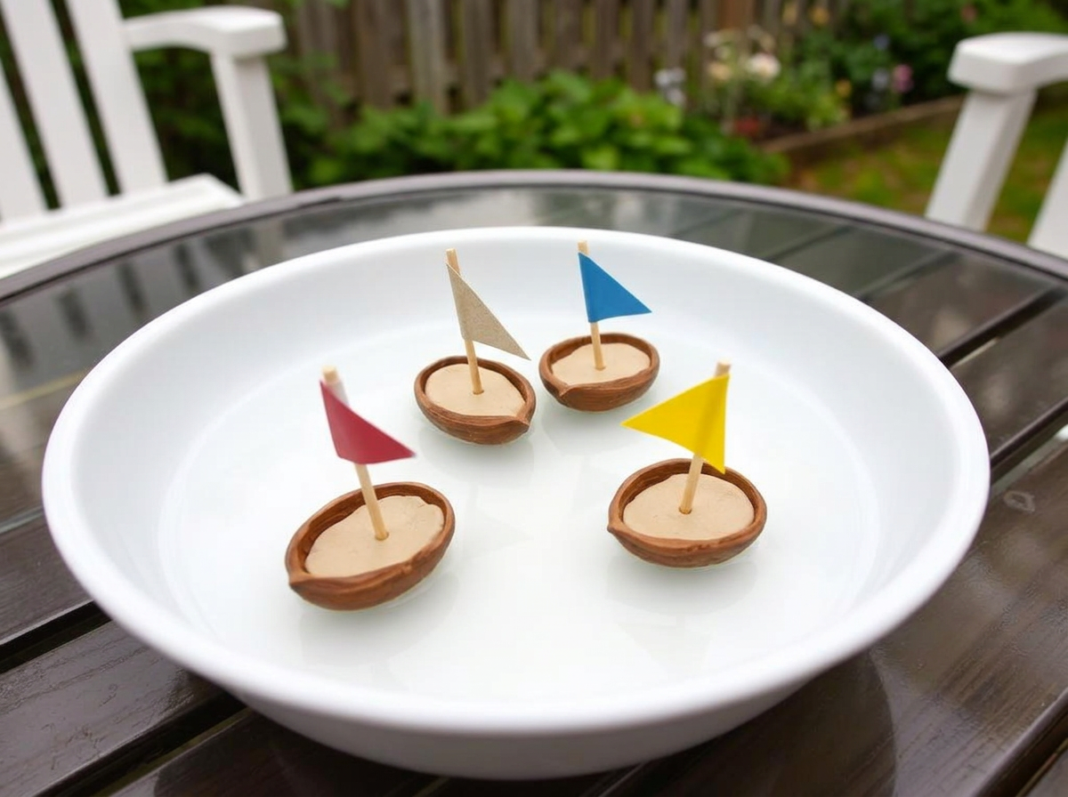 Racing across a washing-up bowl with straws.