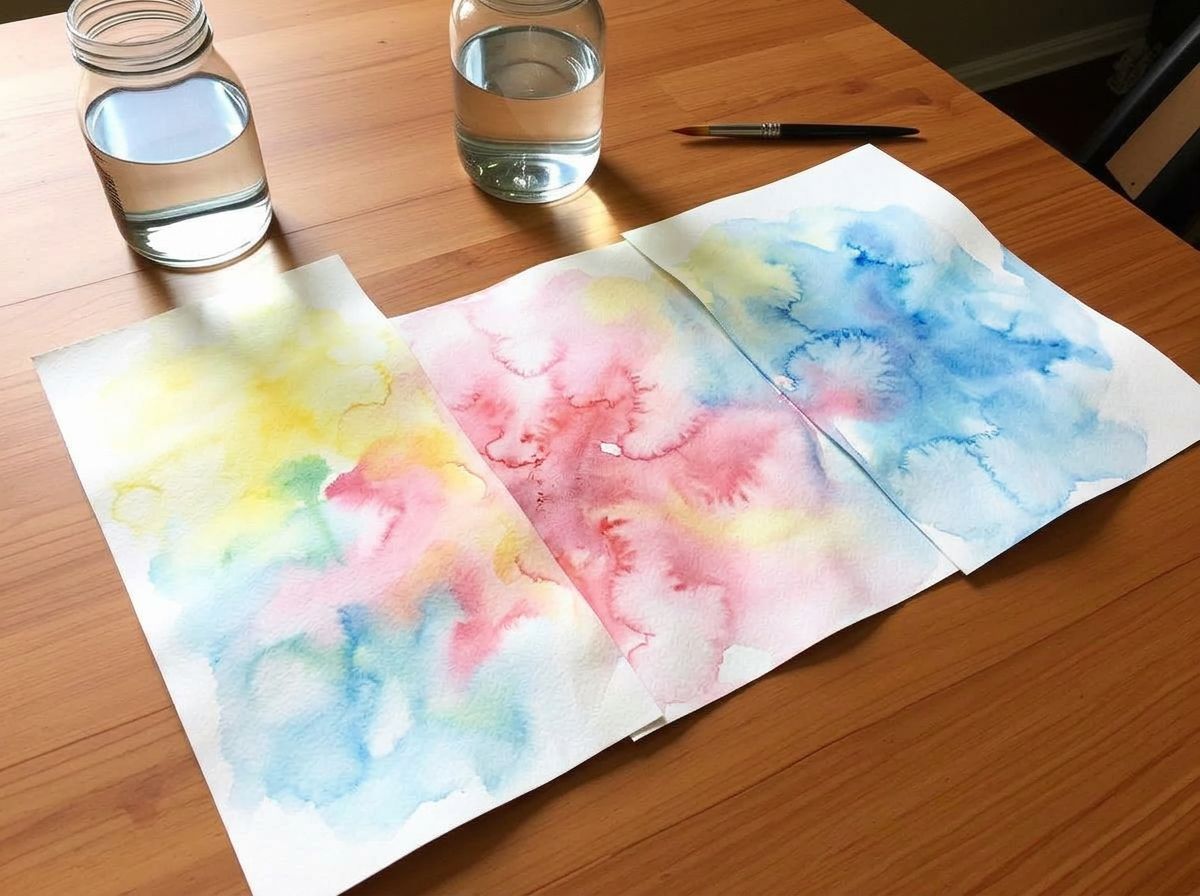 Finished sheets drying on the table, wavy and glowing