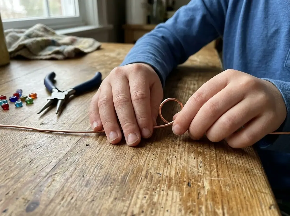 Bending soft craft wire into the first loop