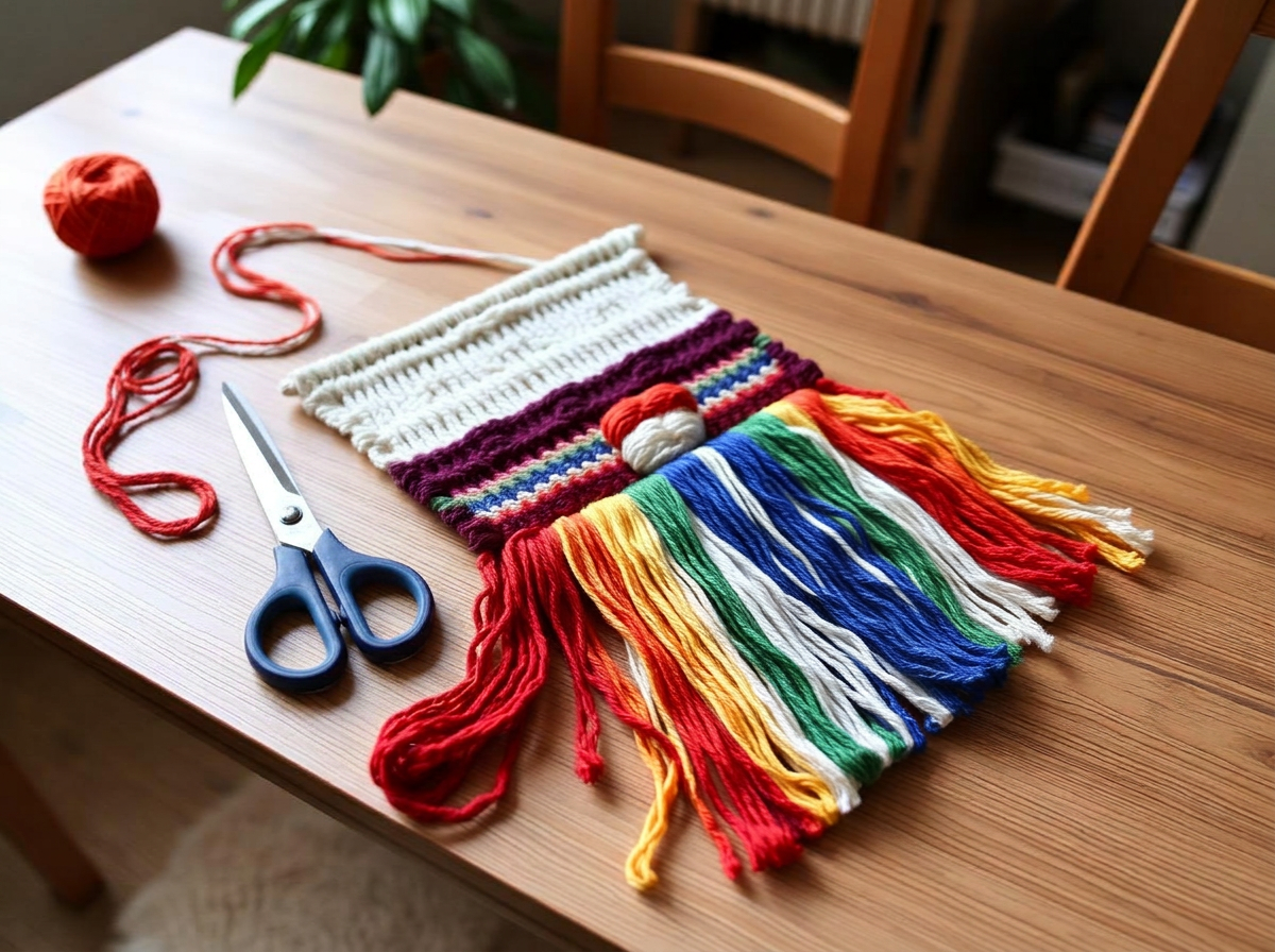 The finished weaving, trimmed and ready to hang