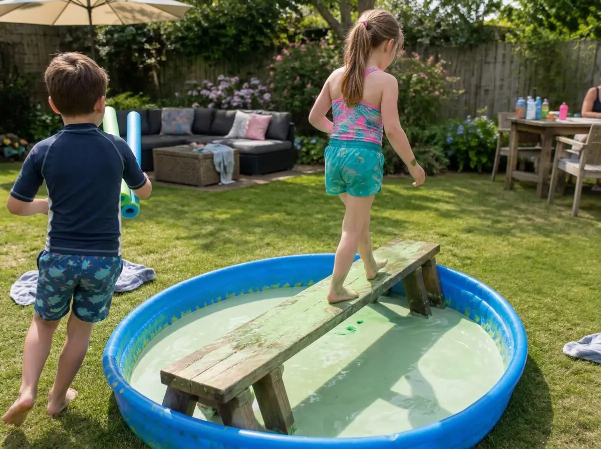 Cornflour, water and green colouring: hard when you hit it, gloopy when you sink.